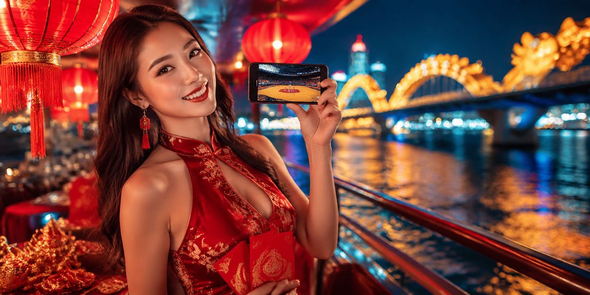 Khung cảnh đêm tại Đà Nẵng với người xem cá cược bóng rổ dưới ánh đèn lồng lung linh