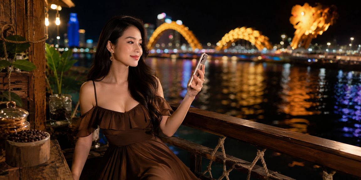 Người dùng Đà Nẵng truy cập caumb trên điện thoại tại quán cà phê