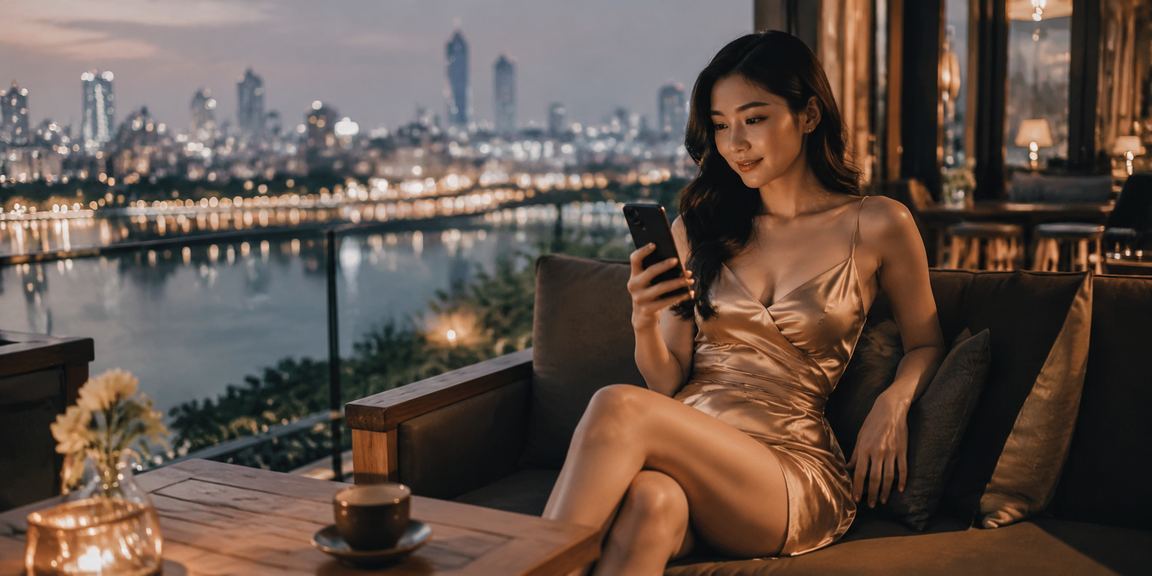 Người dùng VIP caumb kiểm tra thưởng trên điện thoại tại quán cà phê Hà Nội