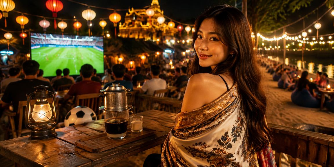 Người hâm mộ theo dõi kèo bóng đá V.League tại quán cà phê Huế